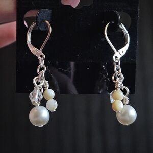 Vintage Pearl & Shell Drop Earrings